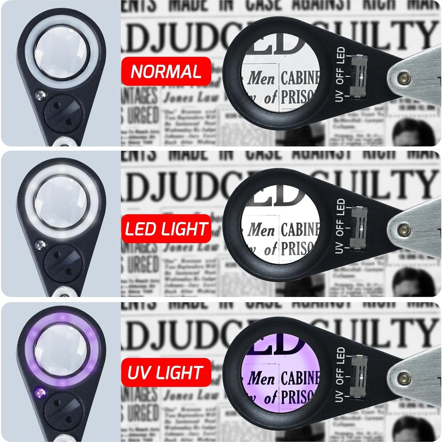 Lupa de Joyero Gain Express 10X con Luz LED y UV