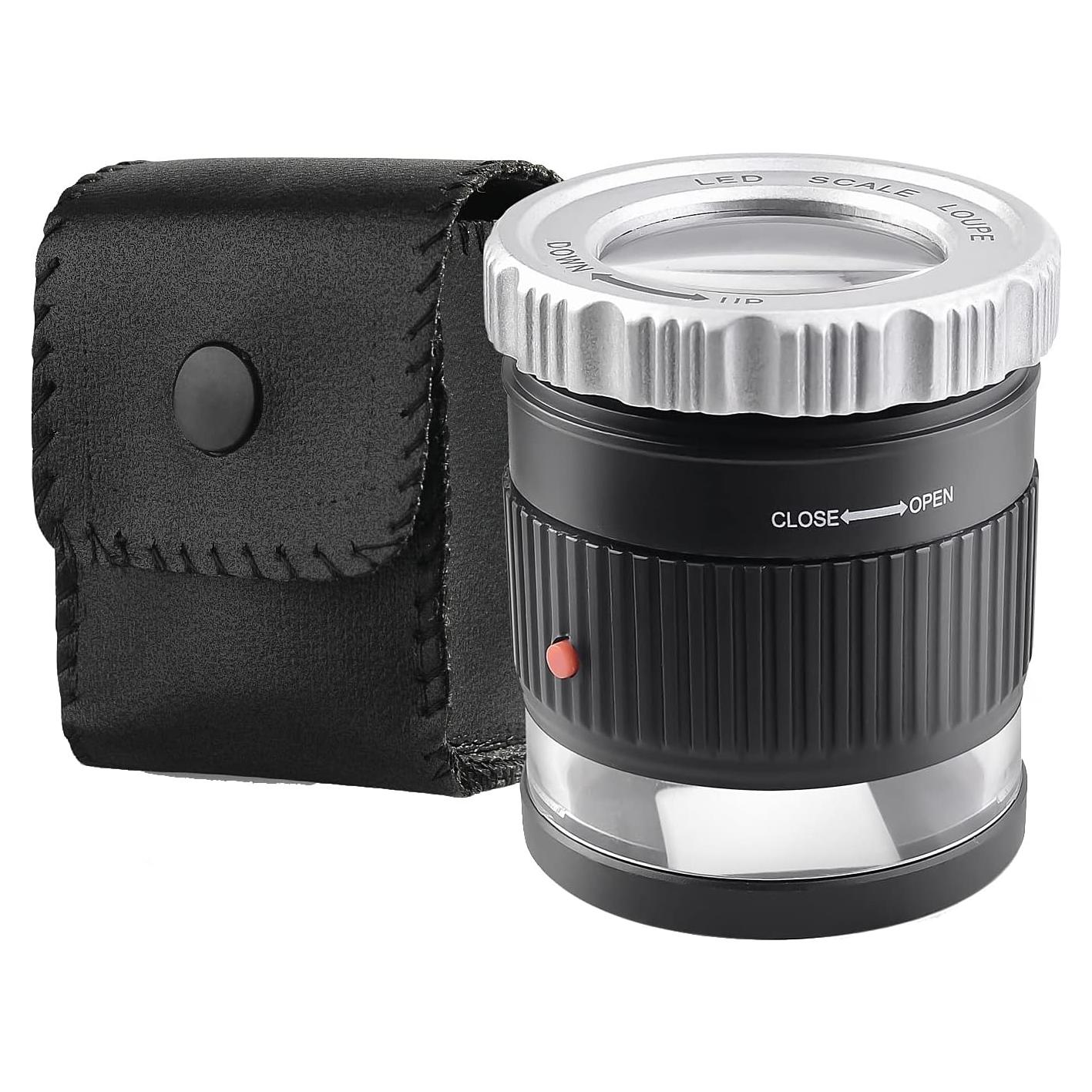 Lupa de 30X Amoper con Longitud Focal Ajustable y Luz LED