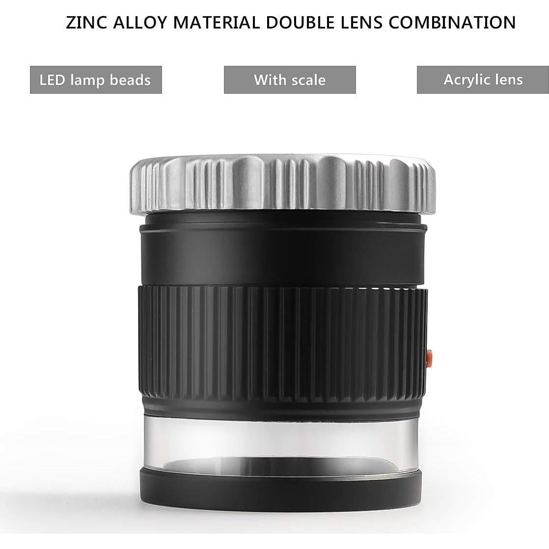 Lupa de 30X Amoper con Longitud Focal Ajustable y Luz LED