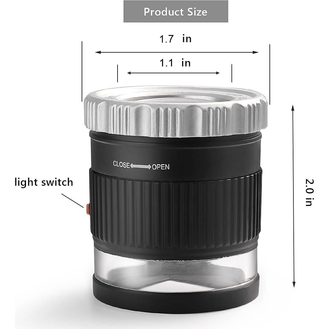 Lupa de 30X Amoper con Longitud Focal Ajustable y Luz LED