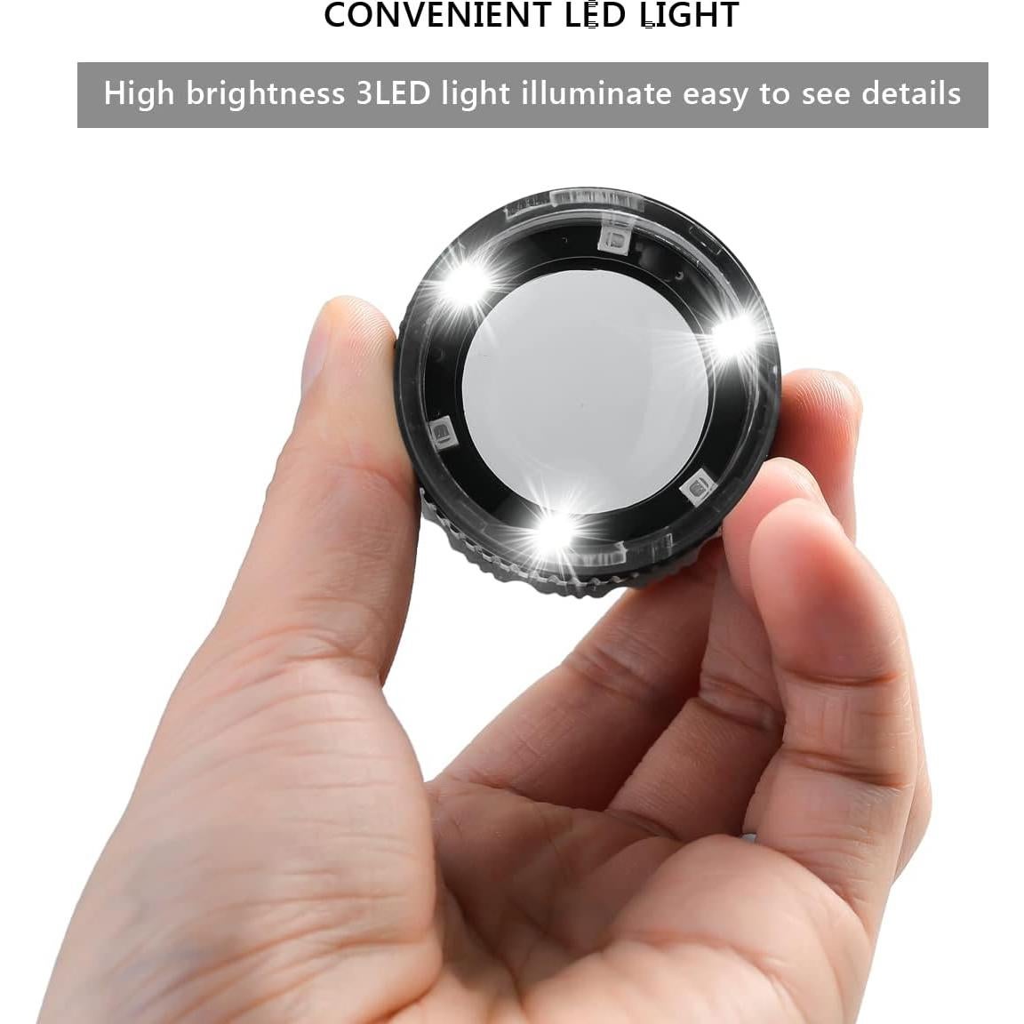 Lupa de 30X Amoper con Longitud Focal Ajustable y Luz LED