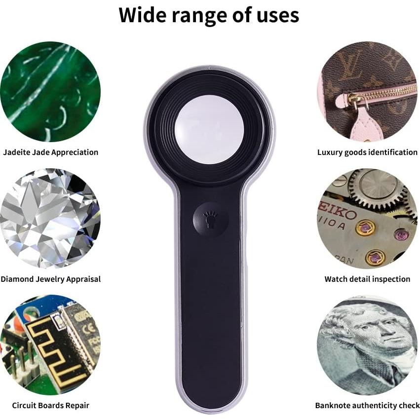 Lupa iluminada recargable LHWCCPIT 60x LED/UV 13.97cm