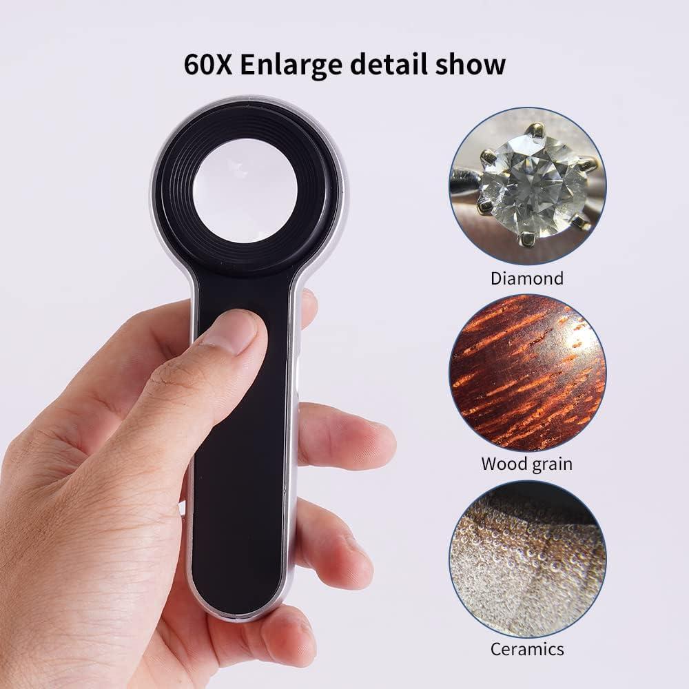 Lupa iluminada recargable LHWCCPIT 60x LED/UV 13.97cm