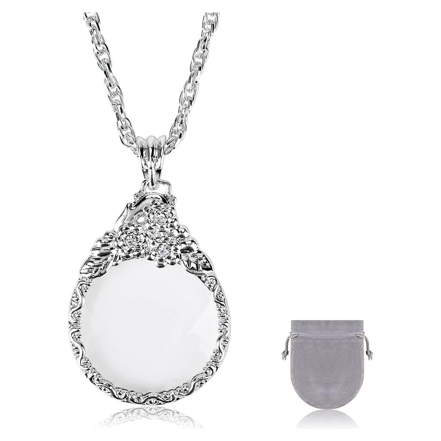 Collar Lupa Retro 2.5X Oasis-X Plateado 65cm para Lectura