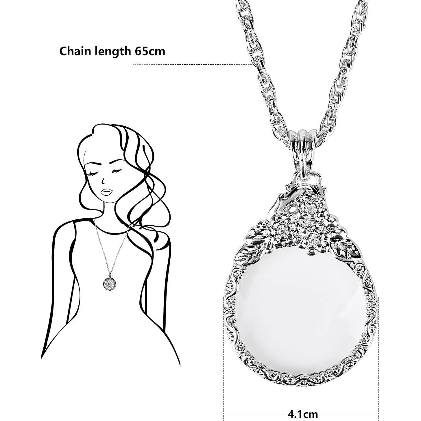 Collar Lupa Retro 2.5X Oasis-X Plateado 65cm para Lectura