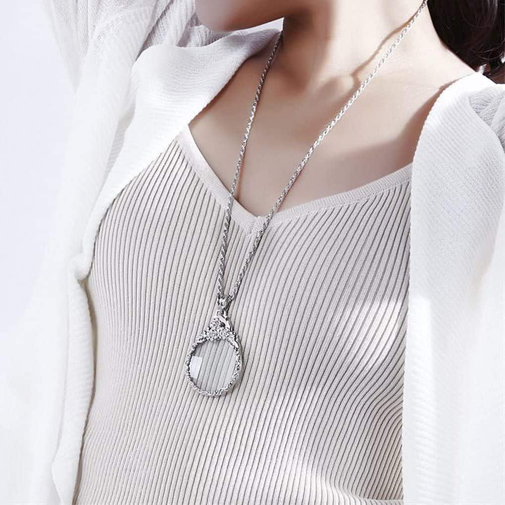 Collar Lupa Retro 2.5X Oasis-X Plateado 65cm para Lectura