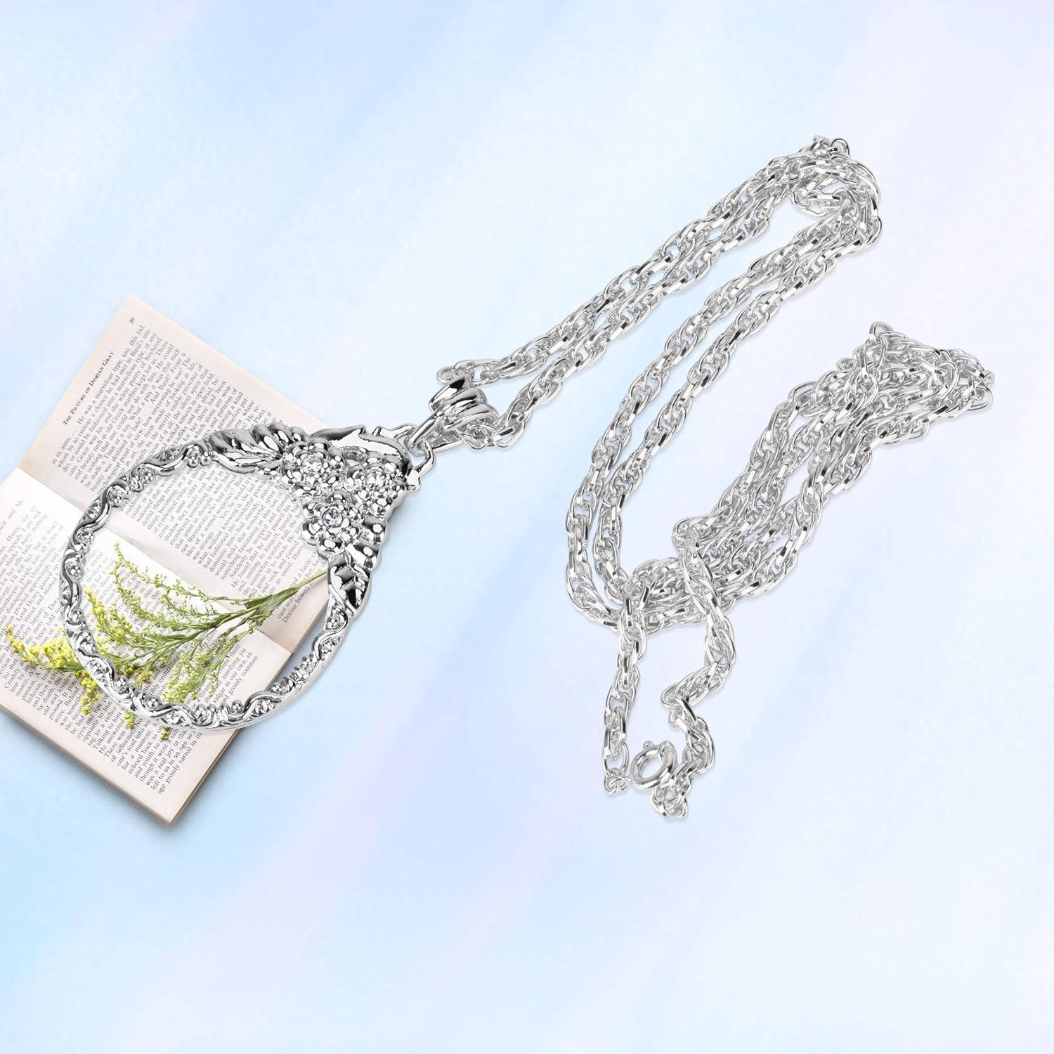 Collar Lupa Retro 2.5X Oasis-X Plateado 65cm para Lectura