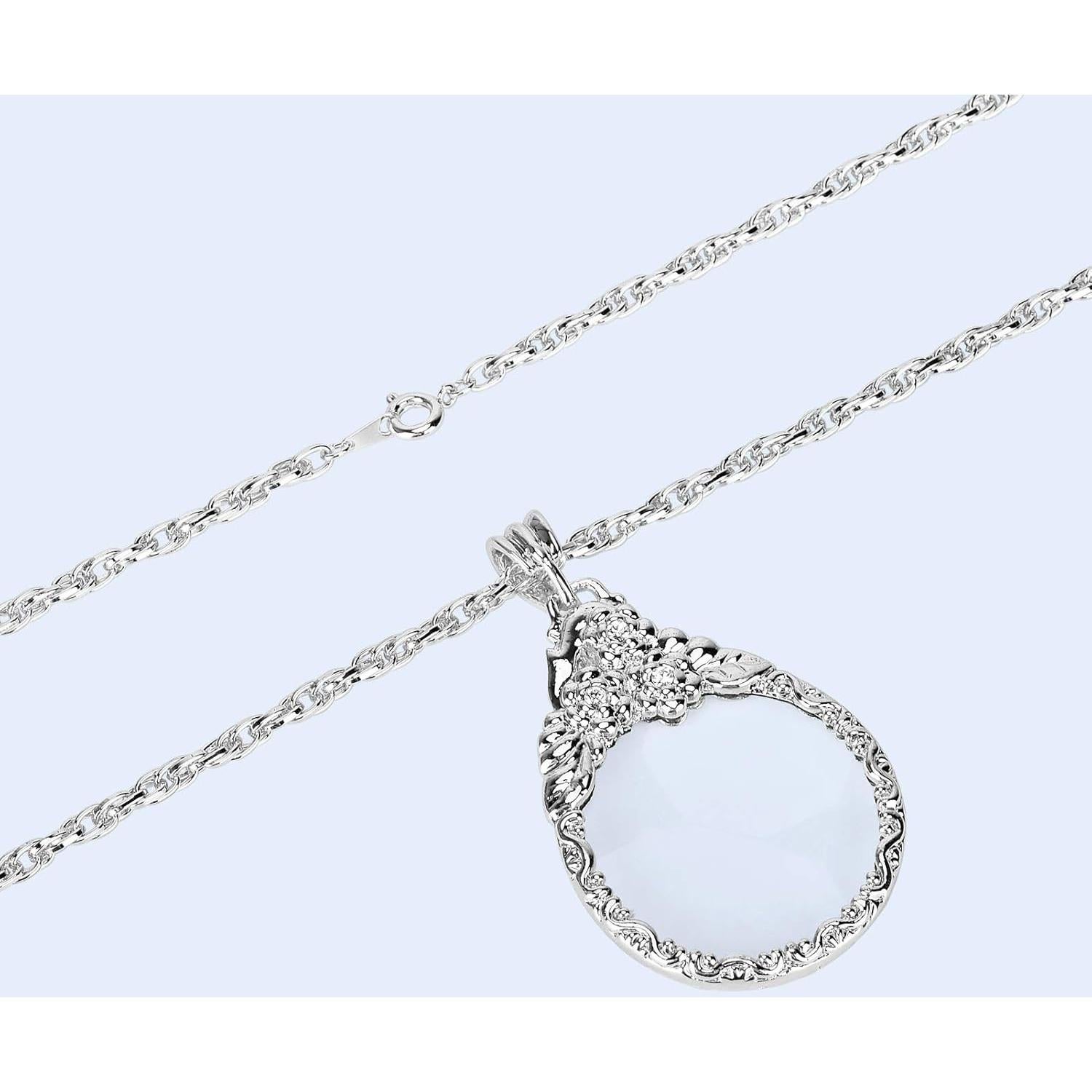 Collar Lupa Retro 2.5X Oasis-X Plateado 65cm para Lectura