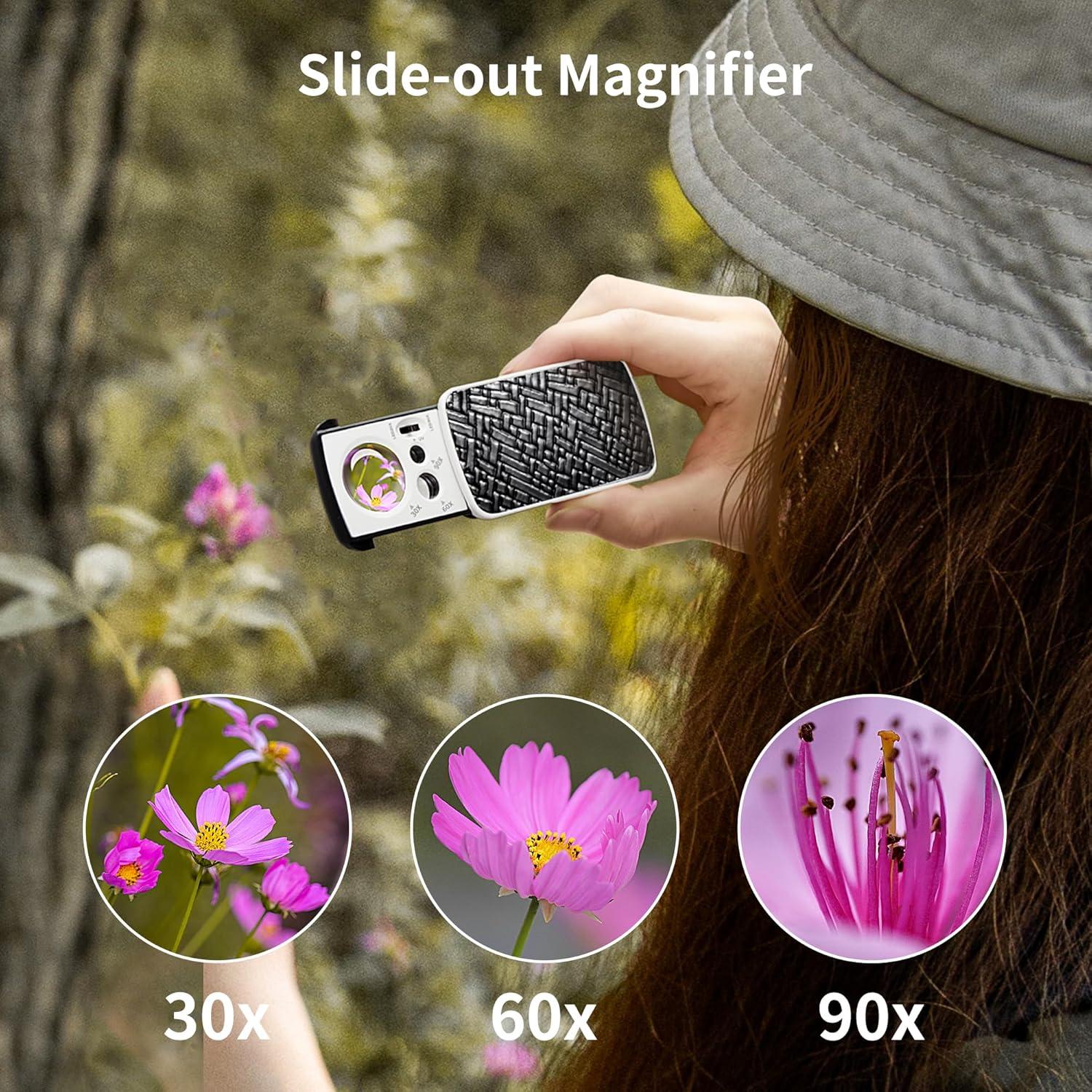 Lupa de Joyero JARLINK 30X 60X 90X con Luz LED y UV