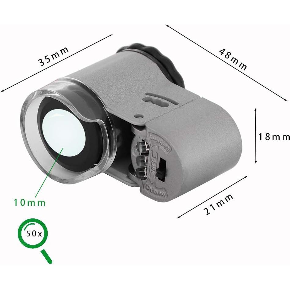 Lupa de Joyería 50X HKSICHENGKEJI con LED y UV