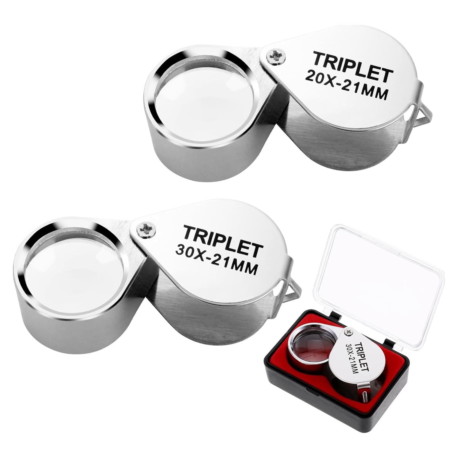 Juego de 2 Lupas de Joyero Ptwola 10x Plegables con Caja