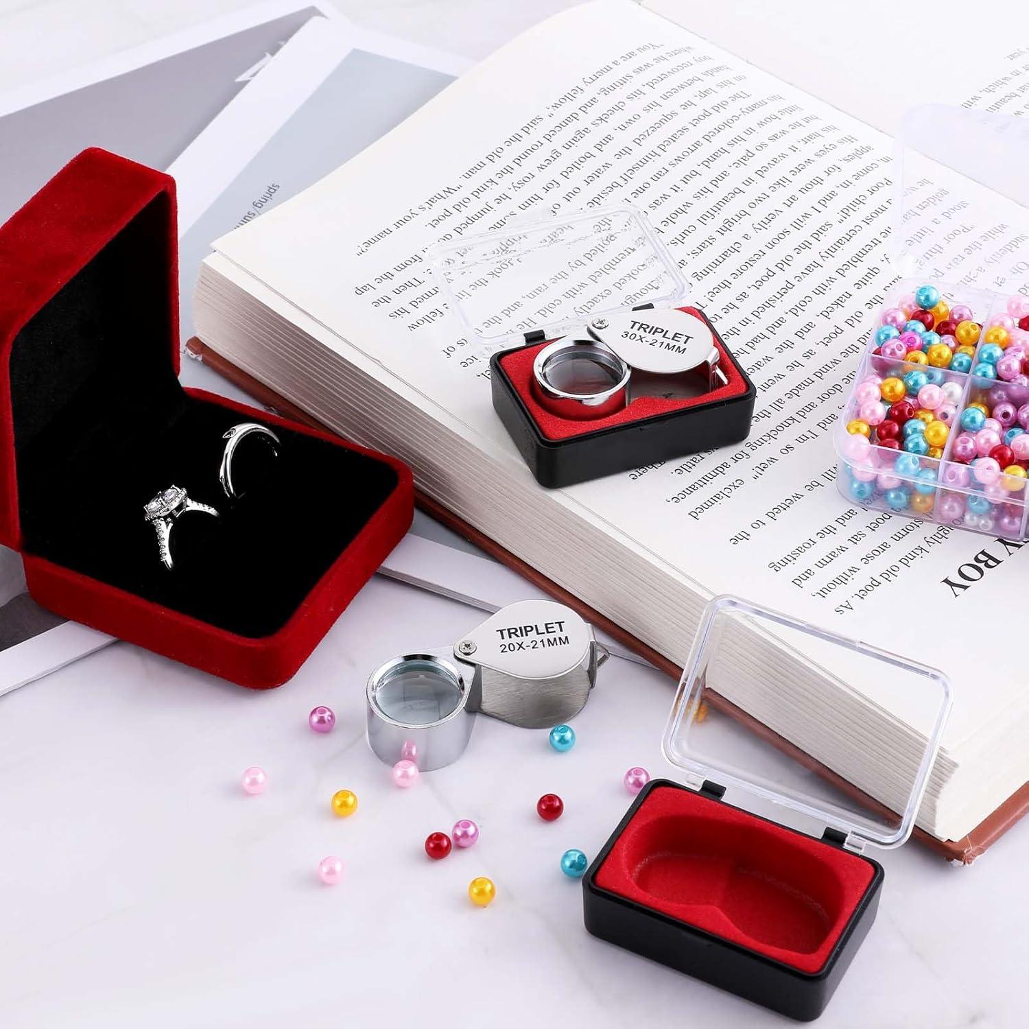 Juego de 2 Lupas de Joyero Ptwola 10x Plegables con Caja