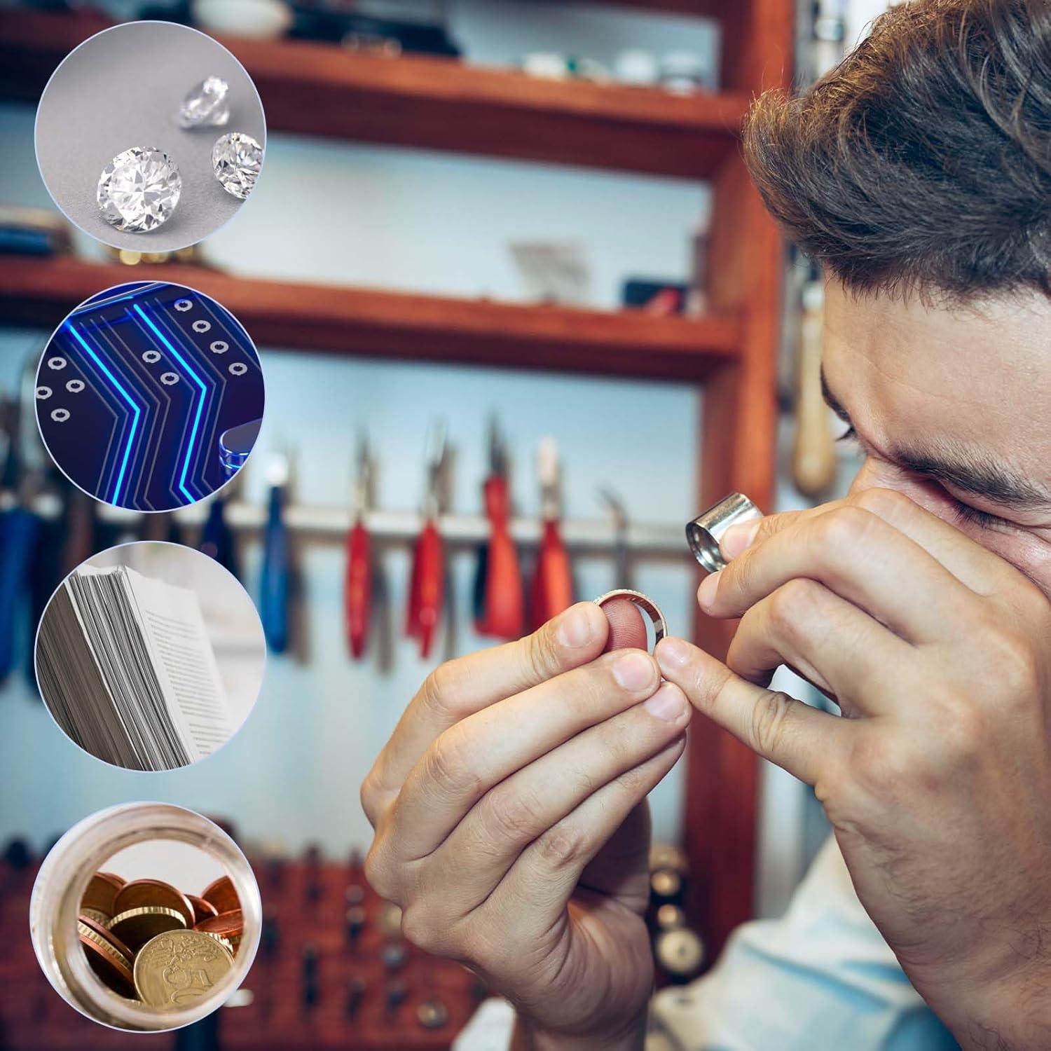 Juego de 2 Lupas de Joyero Ptwola 10x Plegables con Caja