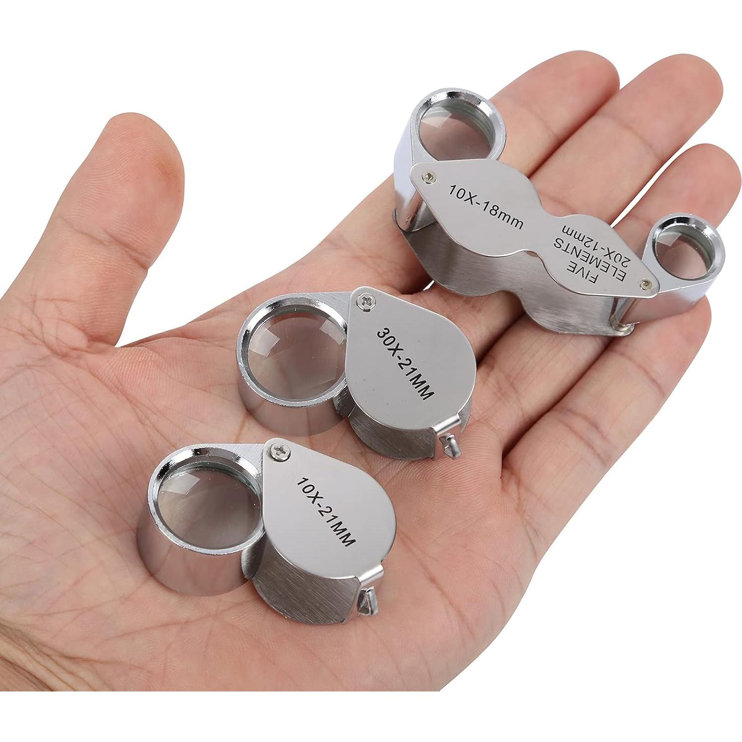 Lupa de bolsillo Aketek 10x 20x 3 piezas HD