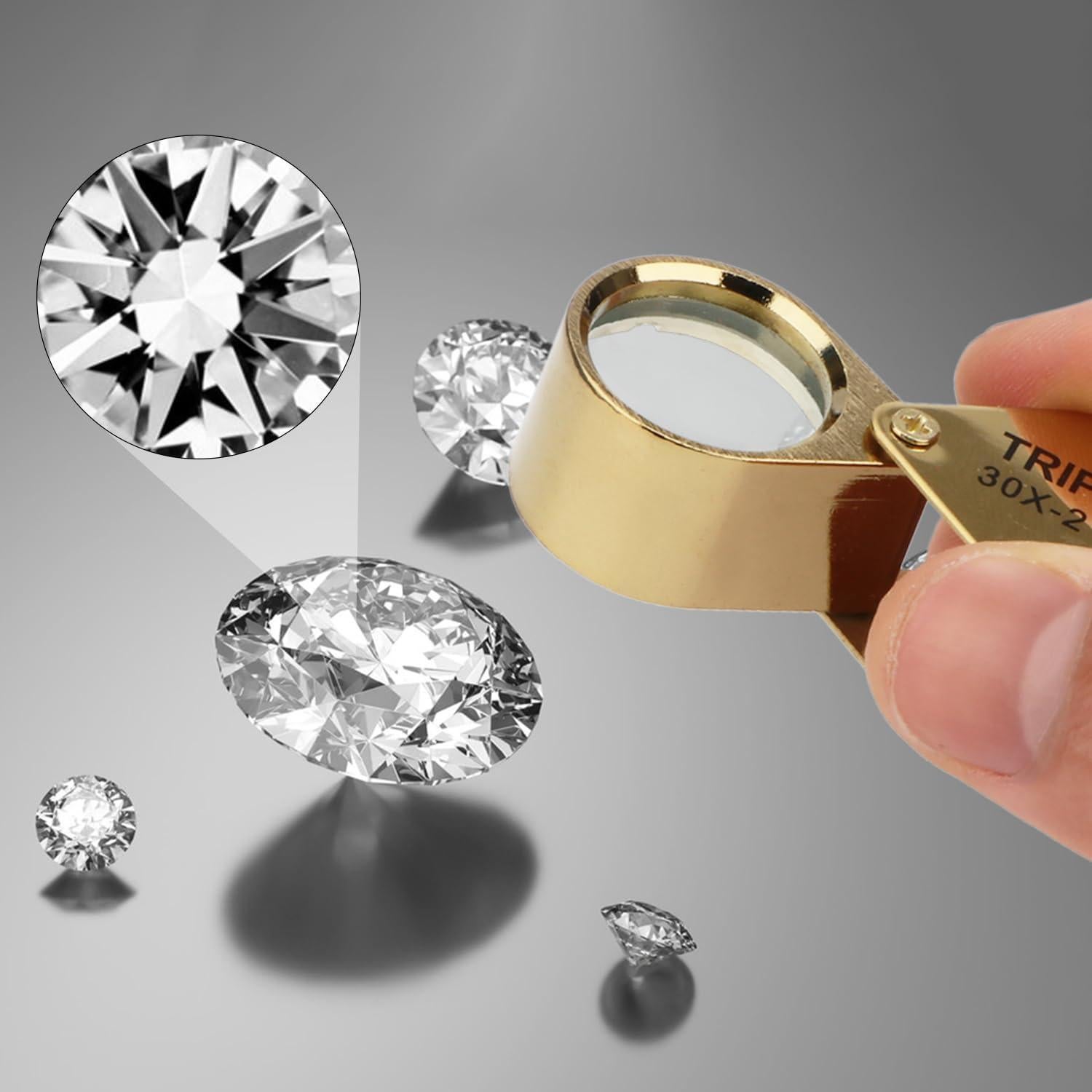 Lupa de bolsillo Rongon 30X con estuche retráctil 21mm