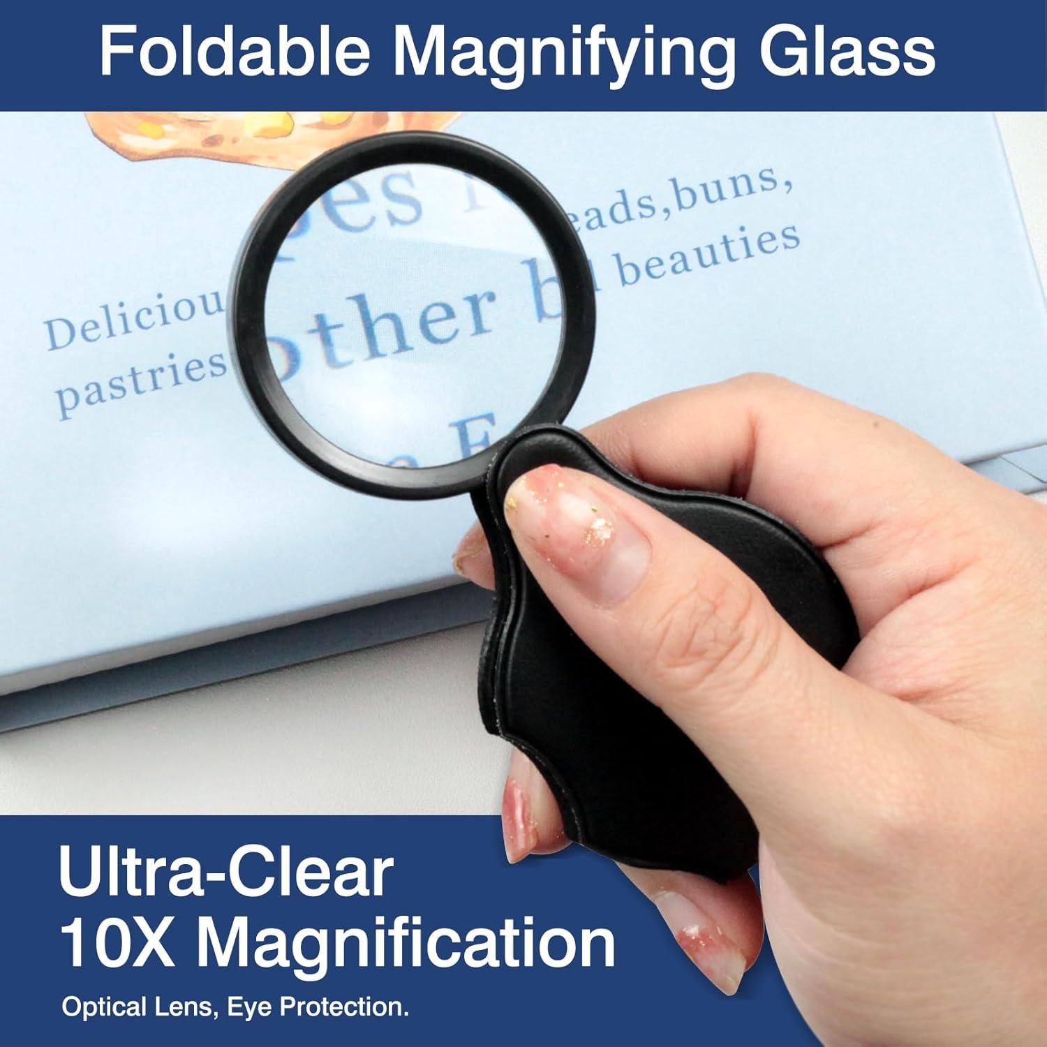 Set de 3 Lupas Mini 10X Zoolinn Plegables con Funda Protectora