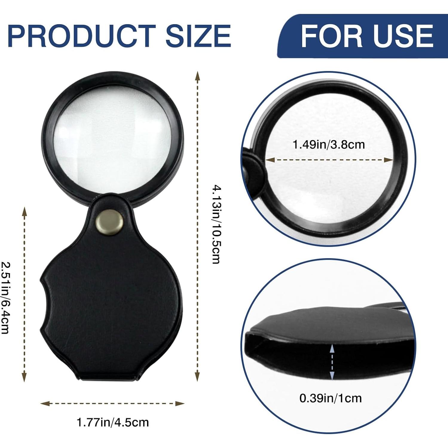 Set de 3 Lupas Mini 10X Zoolinn Plegables con Funda Protectora