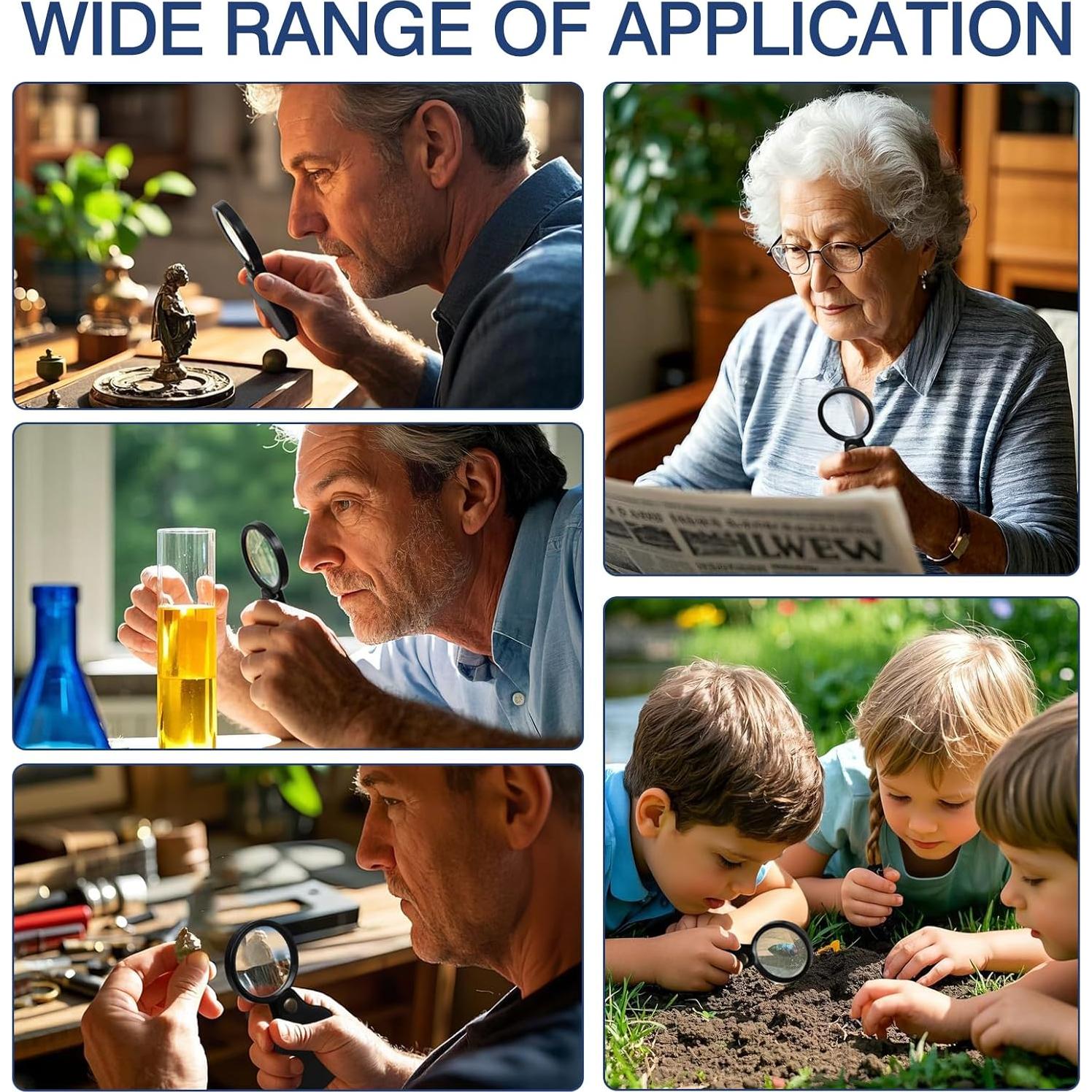 Set de 3 Lupas Mini 10X Zoolinn Plegables con Funda Protectora