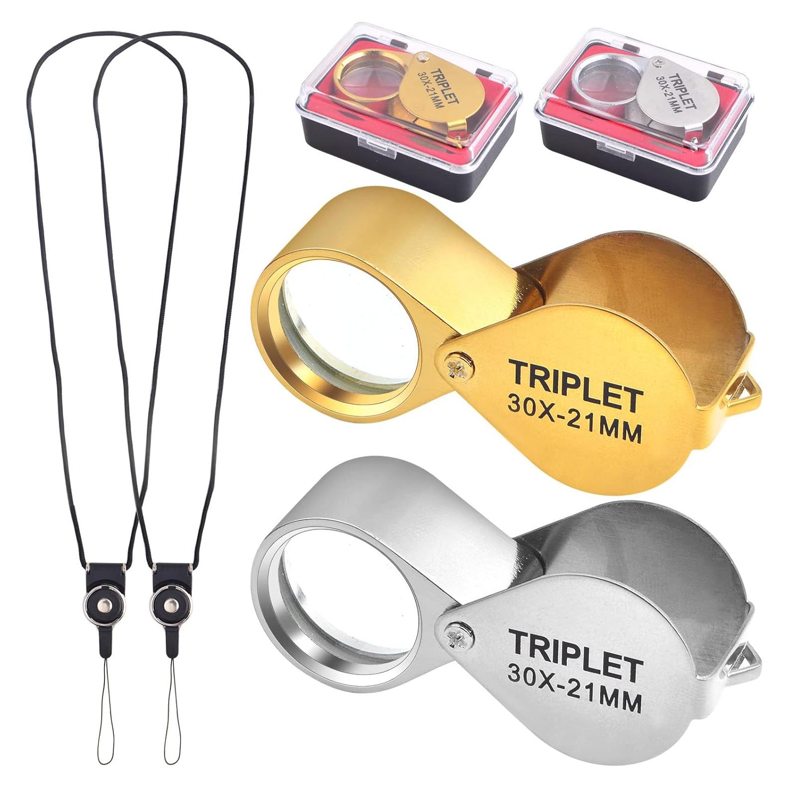 Paquete de 2 Lupas de Joyero Plegables KMOSPAD 30X Metal