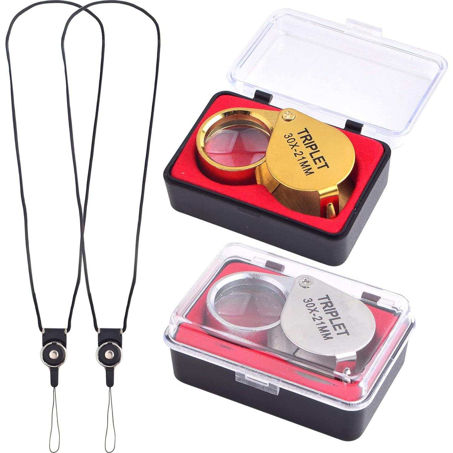 Paquete de 2 Lupas de Joyero Plegables KMOSPAD 30X Metal