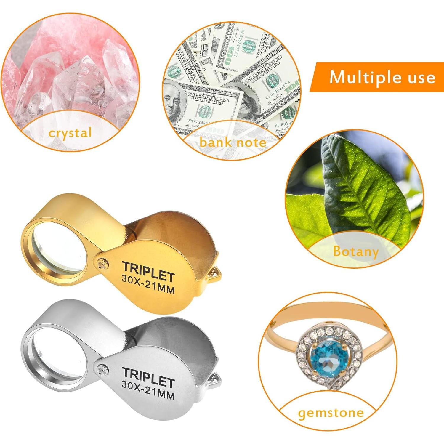 Paquete de 2 Lupas de Joyero Plegables KMOSPAD 30X Metal