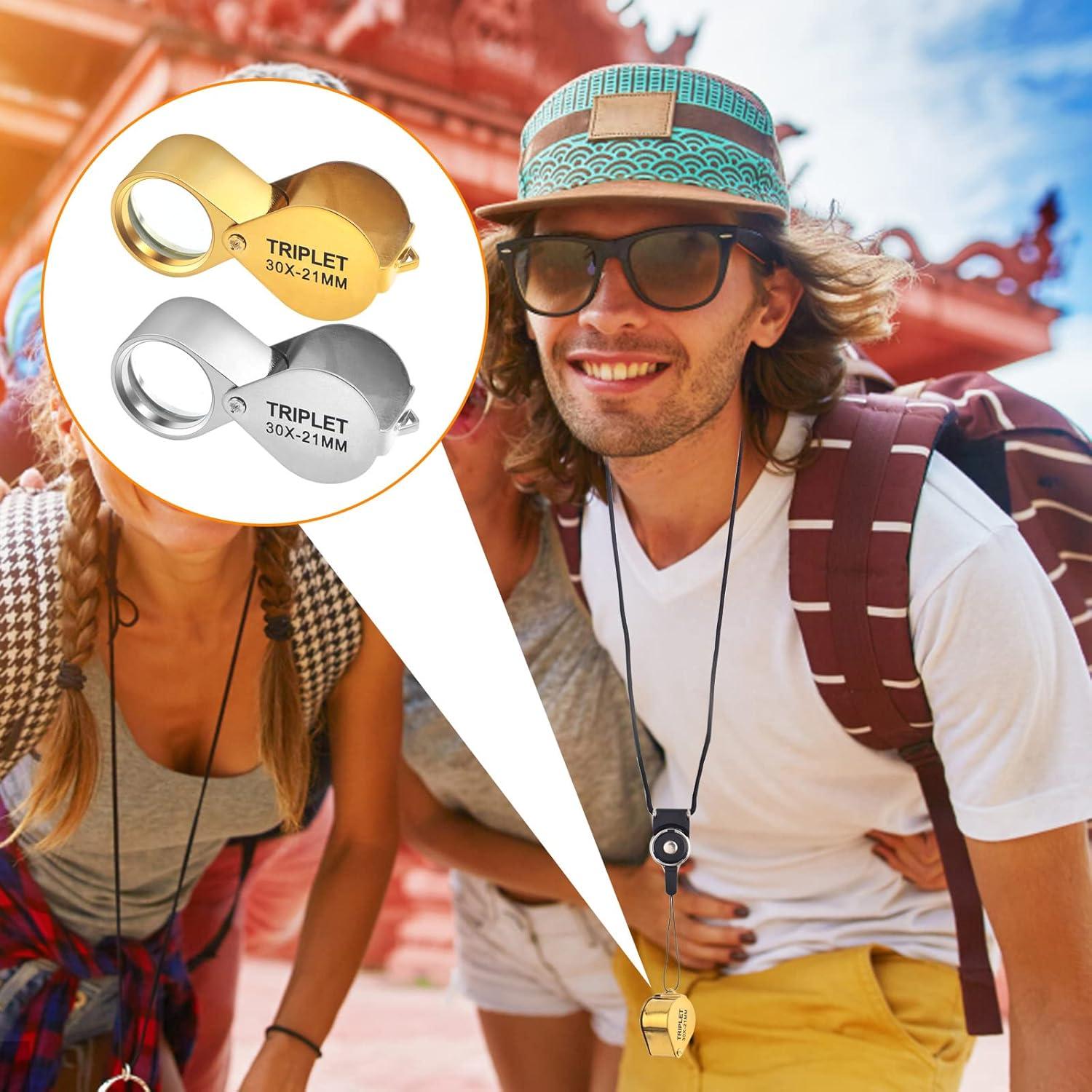 Paquete de 2 Lupas de Joyero Plegables KMOSPAD 30X Metal