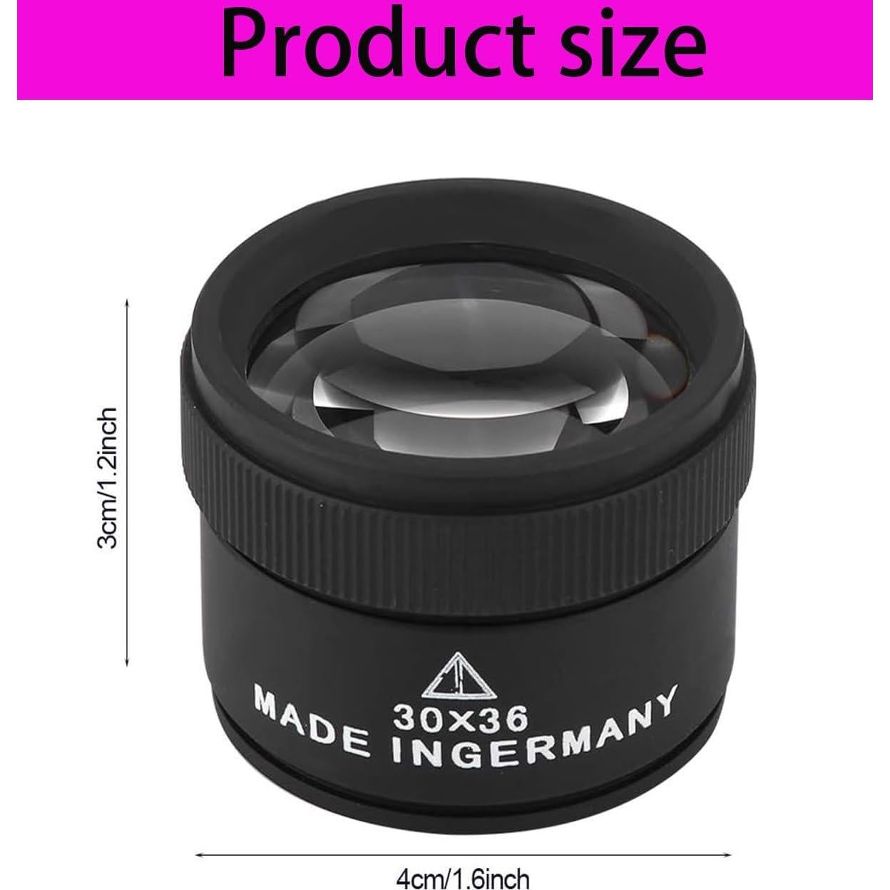 Lupa de Lectura 30X Mini Óptica Aluminio para Joyería