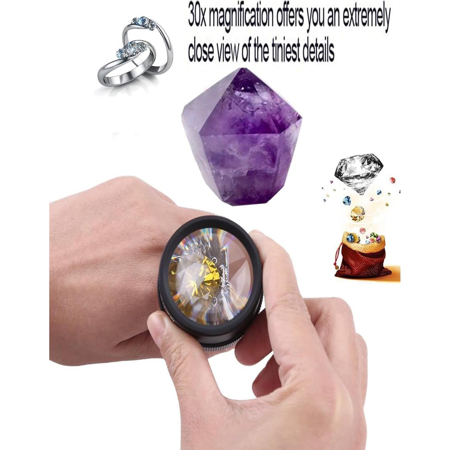 Lupa de Lectura 30X Mini Óptica Aluminio para Joyería