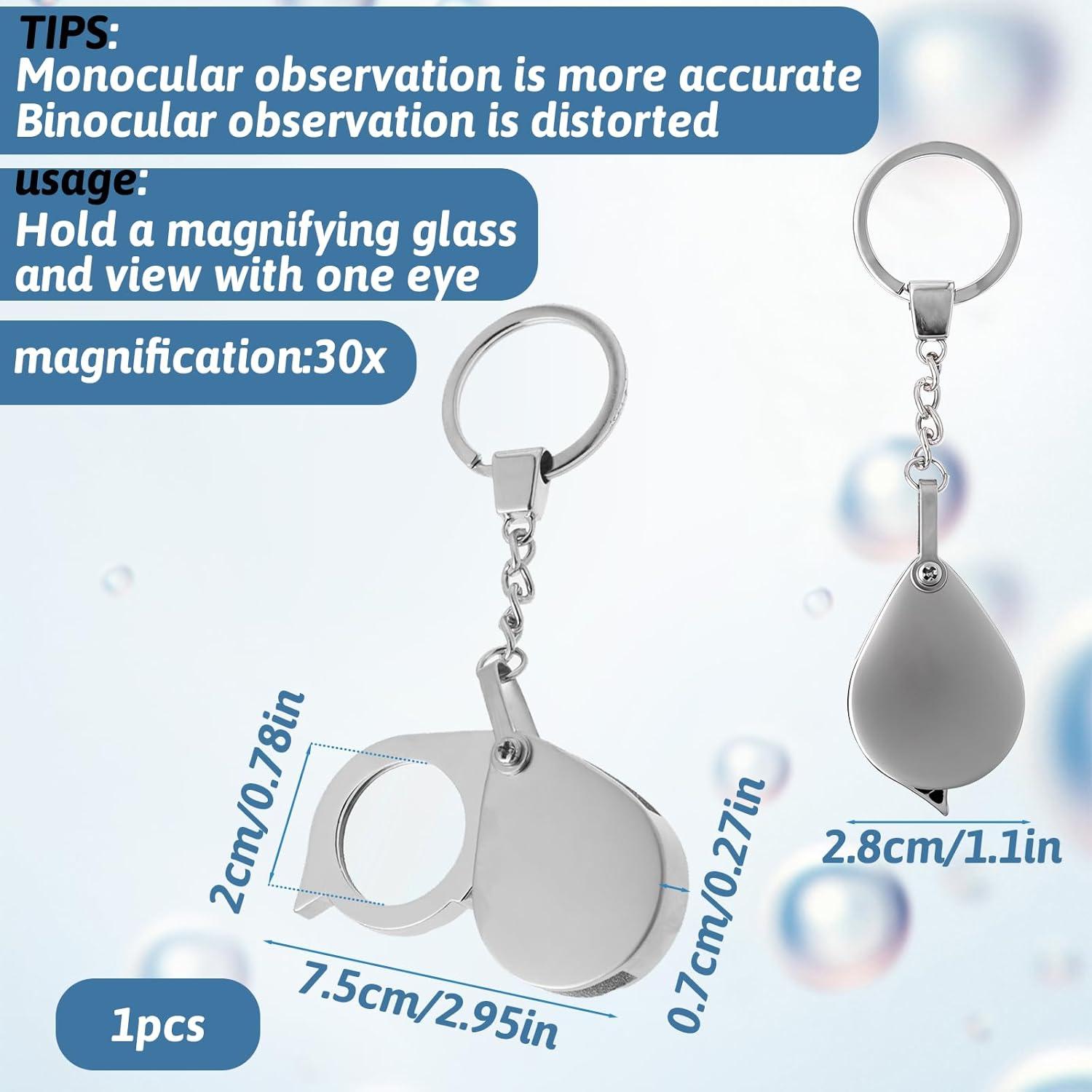 Lupa de bolsillo 30X Xthrotsenk, plegable, 25 mm, viaje