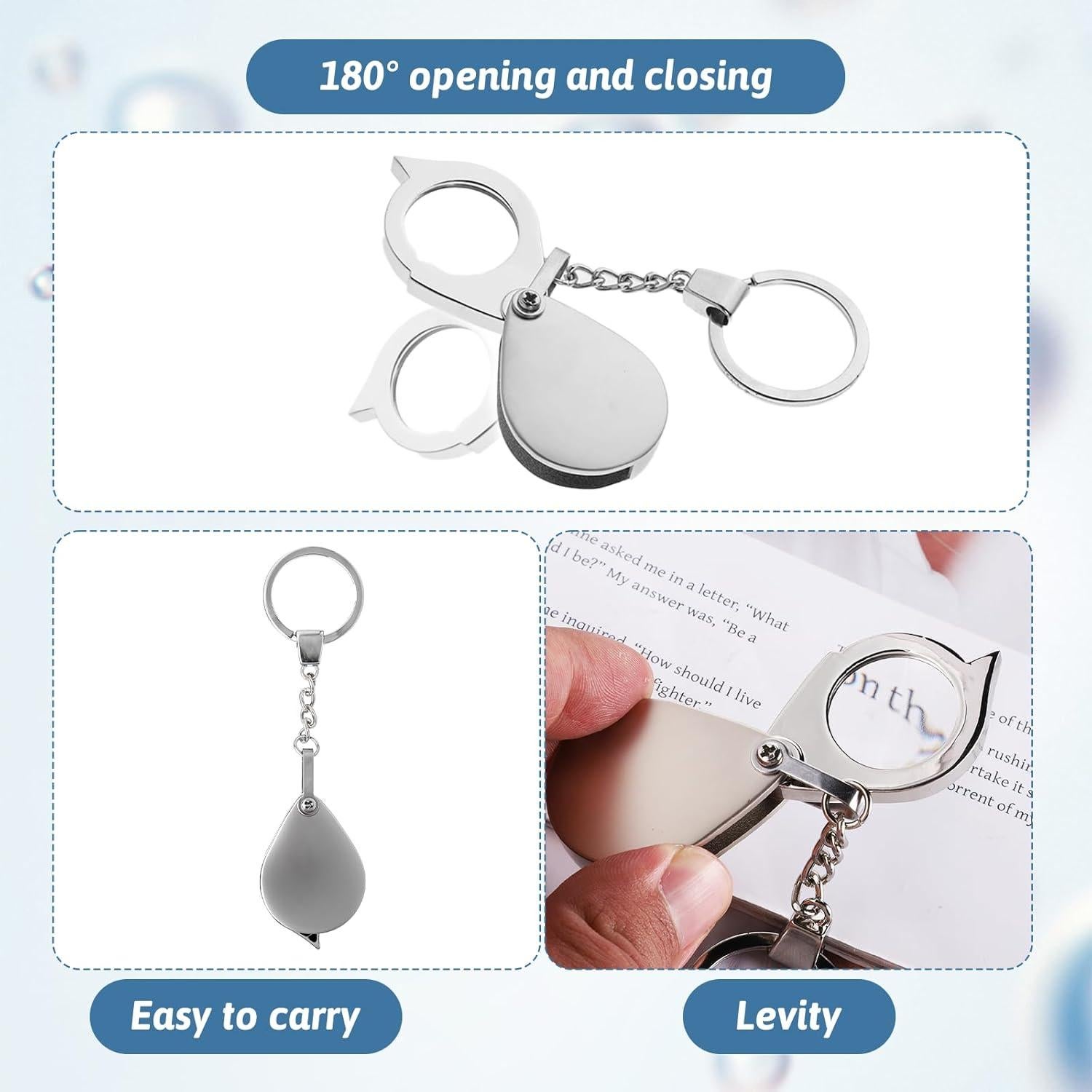 Lupa de bolsillo 30X Xthrotsenk, plegable, 25 mm, viaje