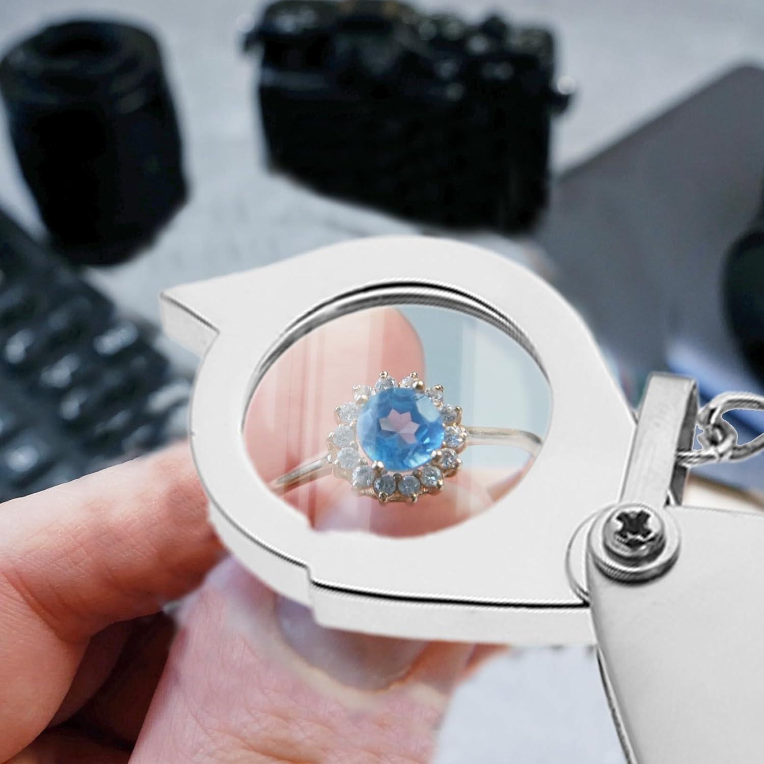 Lupa de bolsillo 30X Xthrotsenk, plegable, 25 mm, viaje