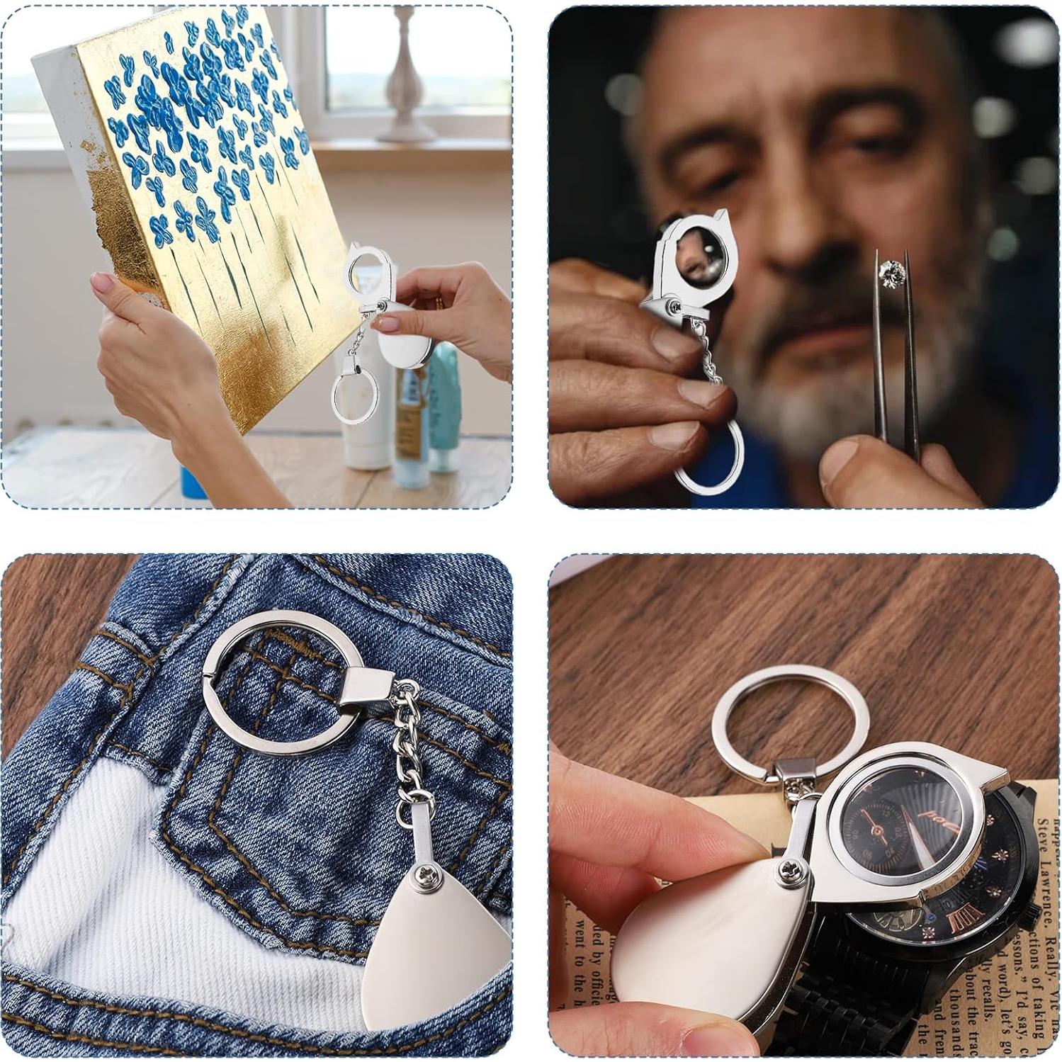 Lupa de bolsillo 30X Xthrotsenk, plegable, 25 mm, viaje