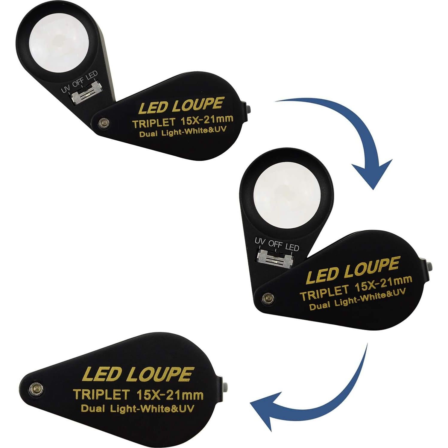 Lupa de Joyero 15x DANOPLUS con LED UV 21mm Triplete