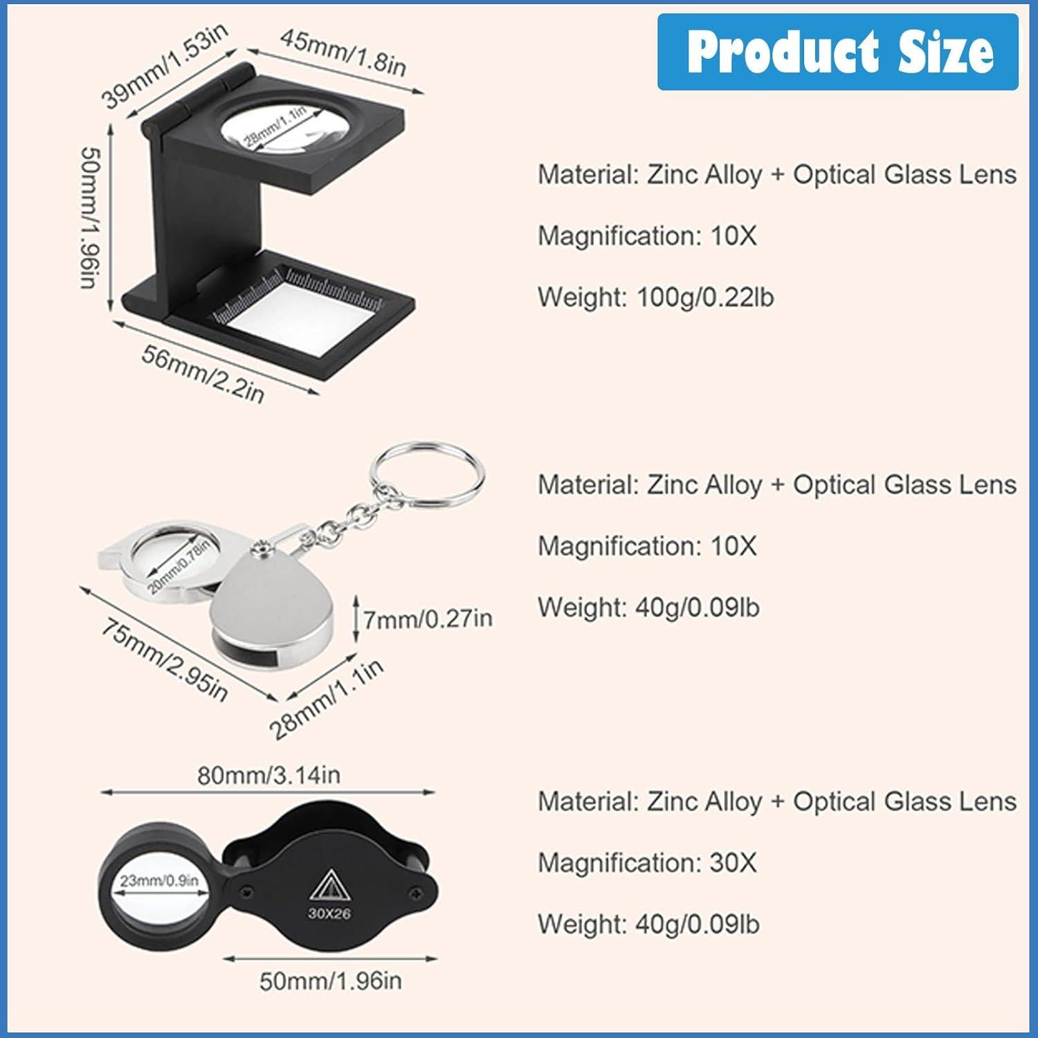 Lupas de Aumento Rongon - Paquete de 3, 10X y 30X