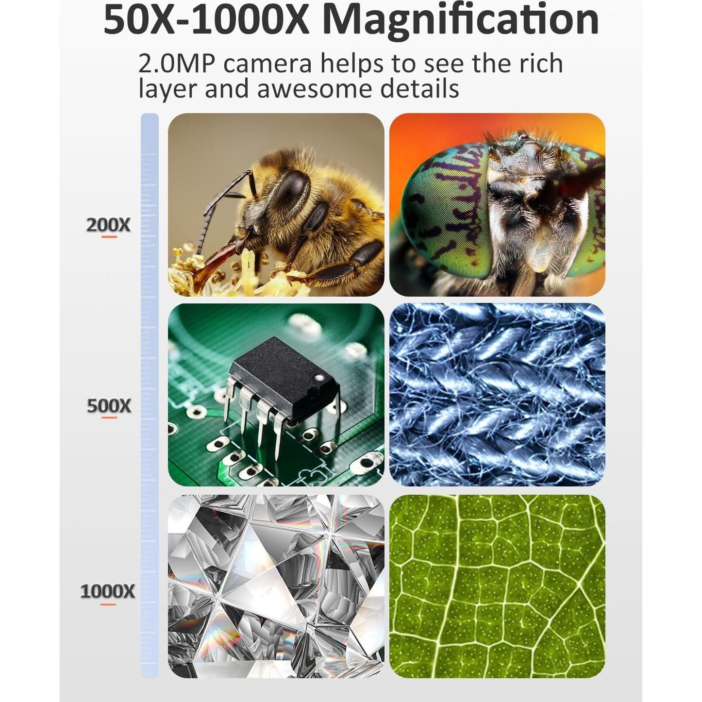 Microscopio Digital Aopick 4.3" 1000X LCD con 8 LED