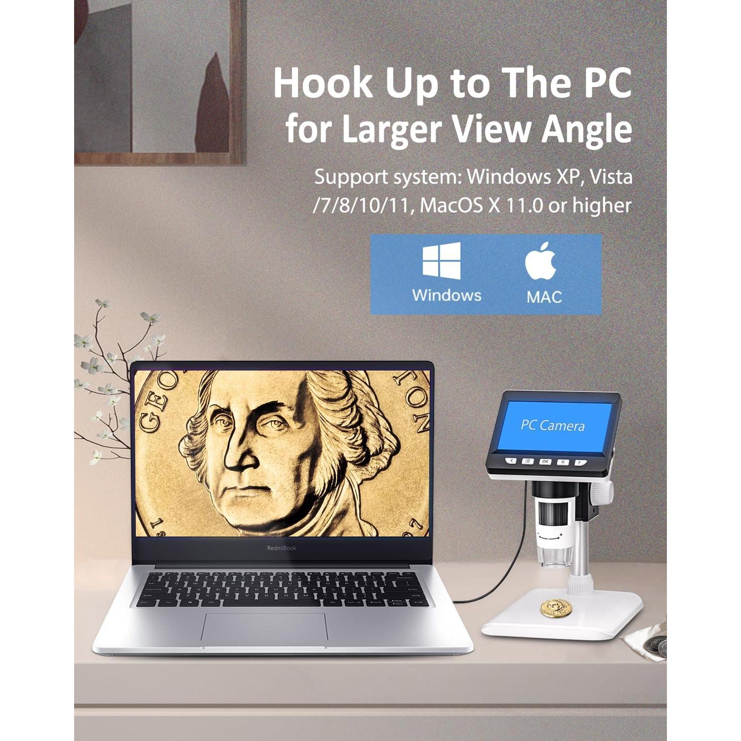 Microscopio Digital Aopick 4.3" 1000X LCD con 8 LED