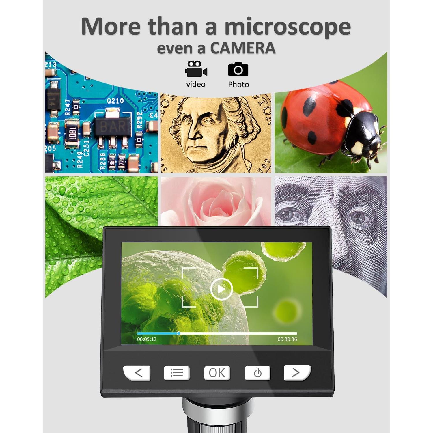 Microscopio Digital Aopick 4.3" 1000X LCD con 8 LED