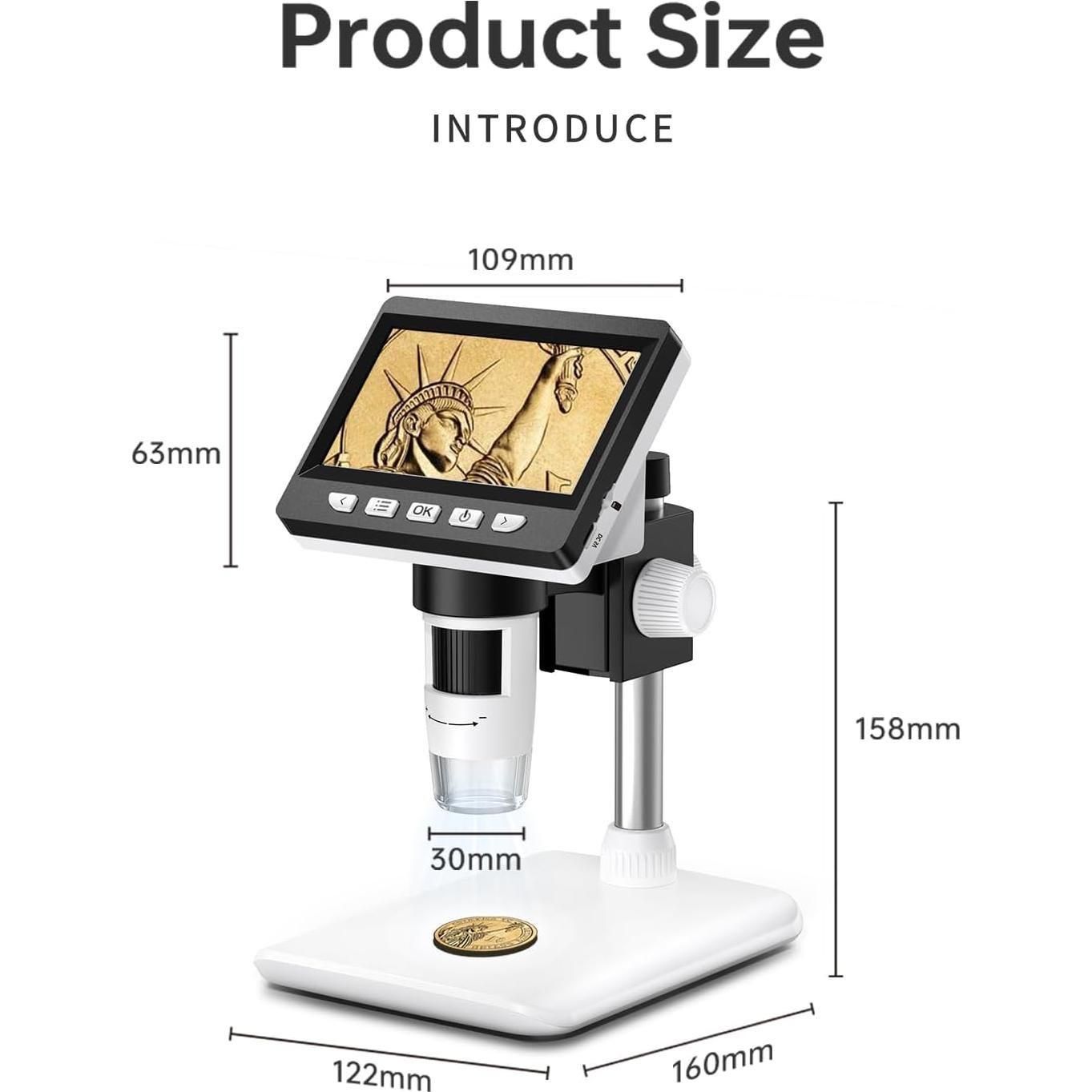 Microscopio Digital Aopick 4.3" 1000X LCD con 8 LED
