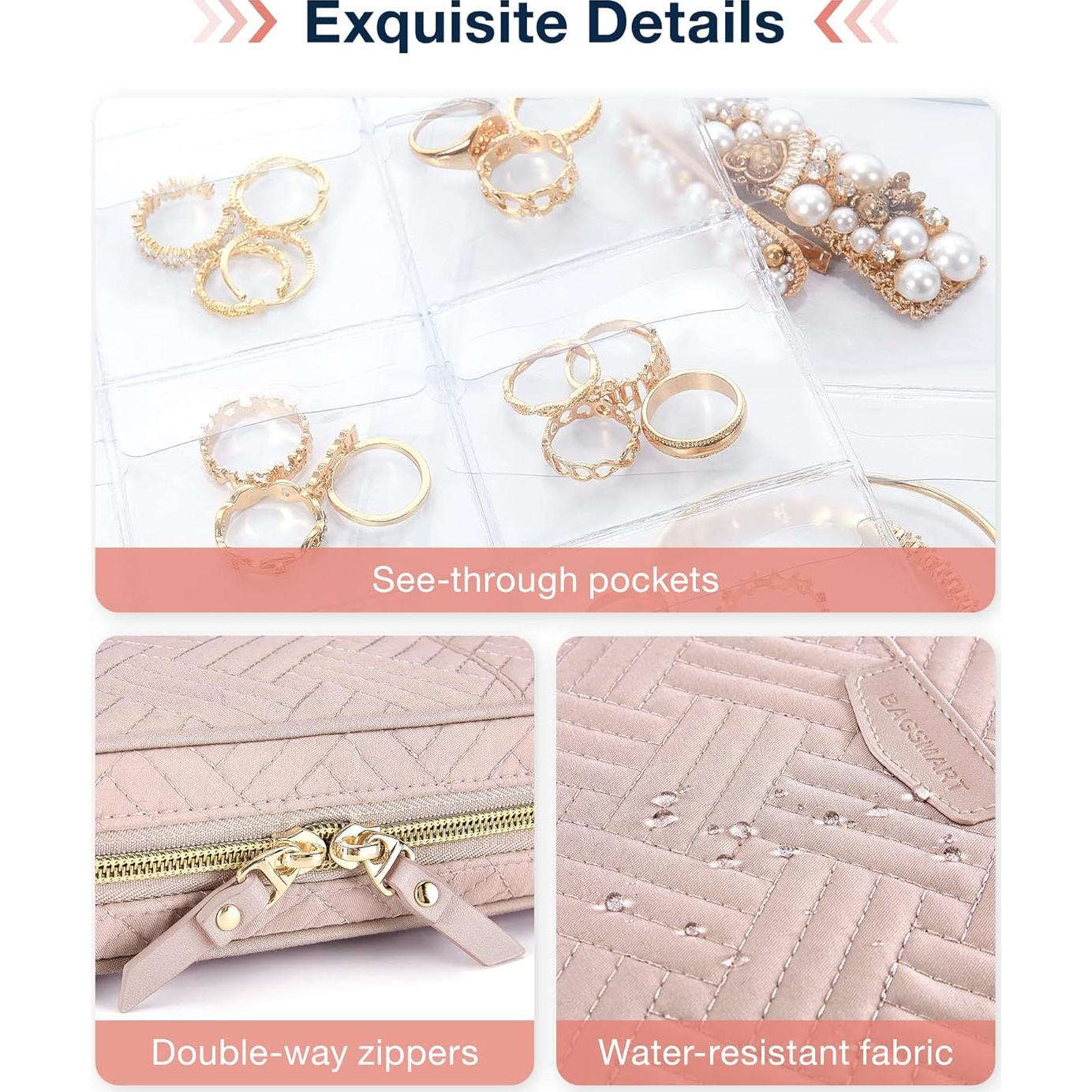 Organizador de Joyería de Viaje BAGSMART Rosa 24.4x5.1x17cm