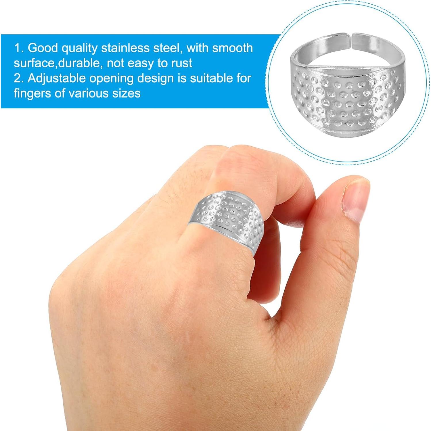 Dedales de Metal PATIKIL 10 Pcs Ajustables para Costura Plata