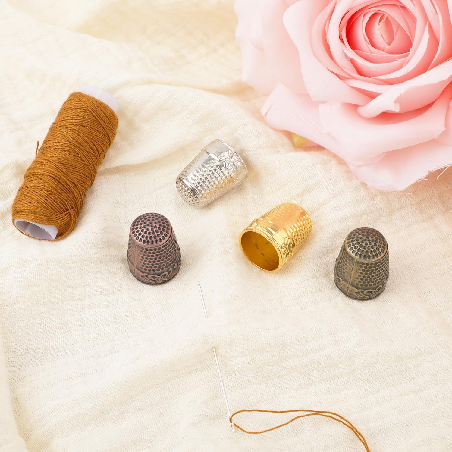 4 Dedales de Metal NQEUEPN para Costura y Bordado - Cobre