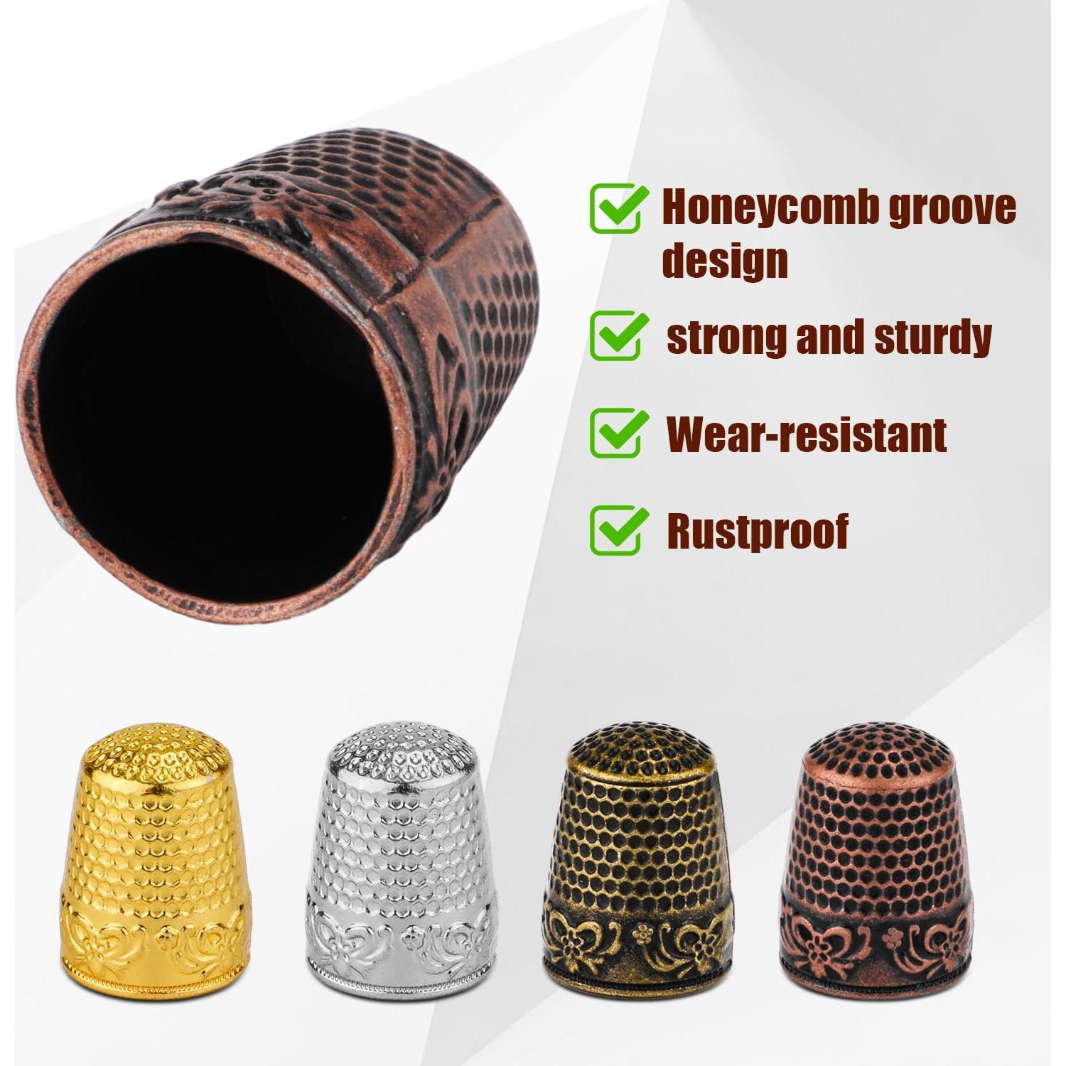 4 Dedales de Metal NQEUEPN para Costura y Bordado - Cobre