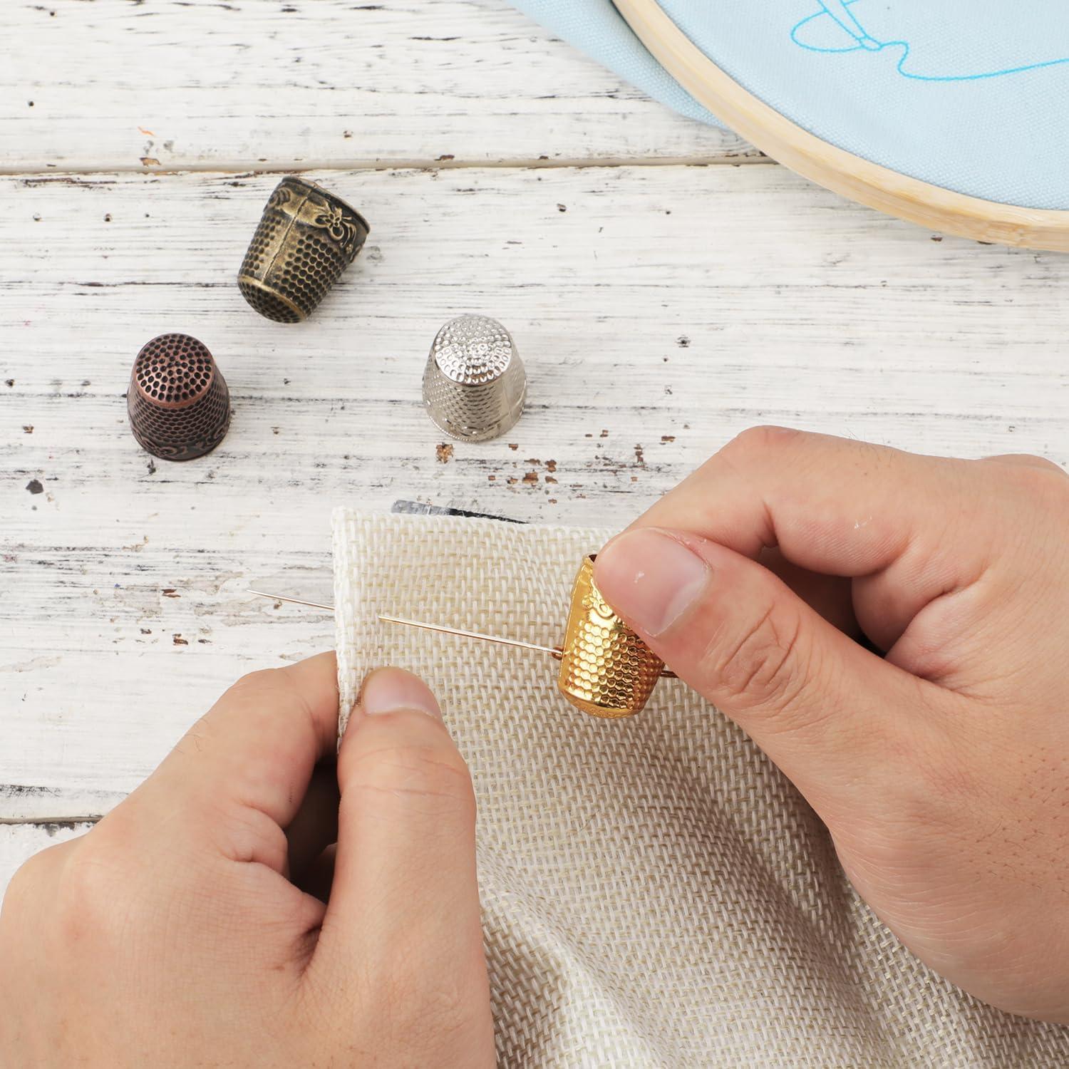 4 Dedales de Metal NQEUEPN para Costura y Bordado - Cobre