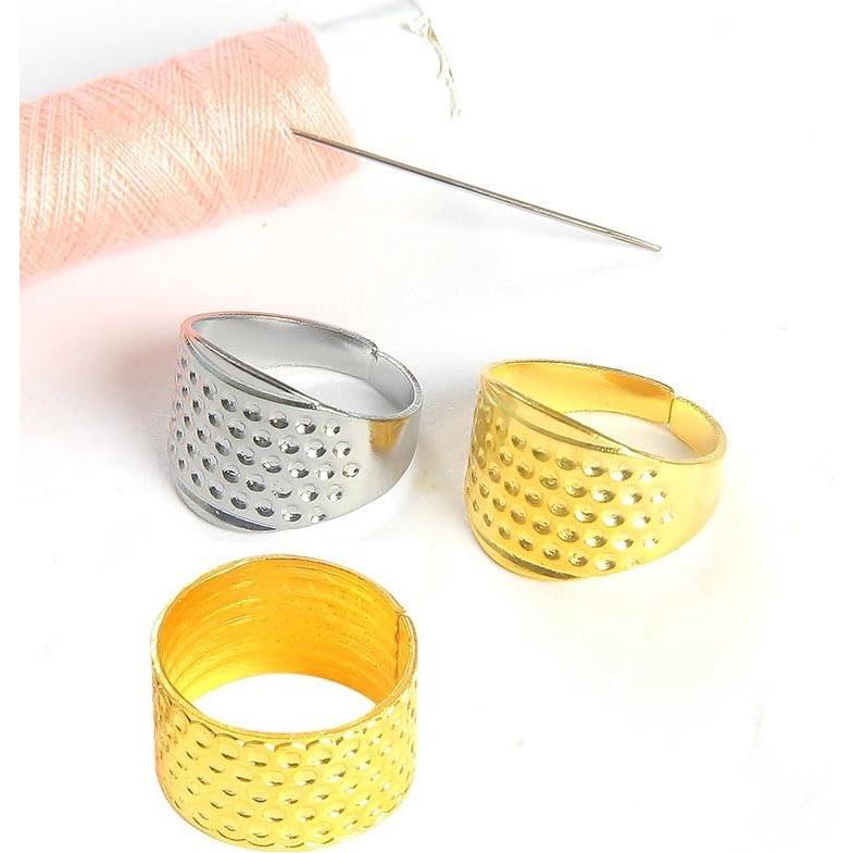 Bouclel 8 PCS Knitting Thimble,Sewing thimbles,Golden thimbles for Hand Quilting,Sewing Finger Protector,Metal Thimble,Sewing Tools,Sewing Supplies