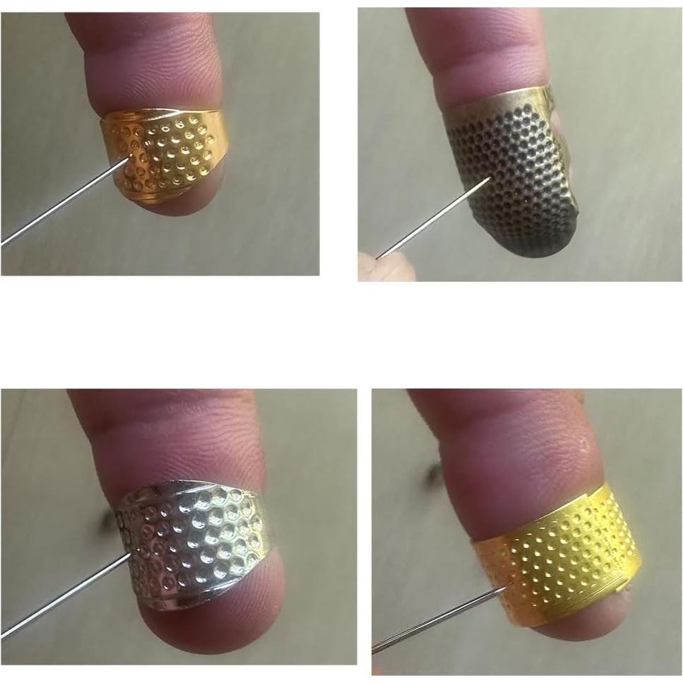 Bouclel 8 PCS Knitting Thimble,Sewing thimbles,Golden thimbles for Hand Quilting,Sewing Finger Protector,Metal Thimble,Sewing Tools,Sewing Supplies