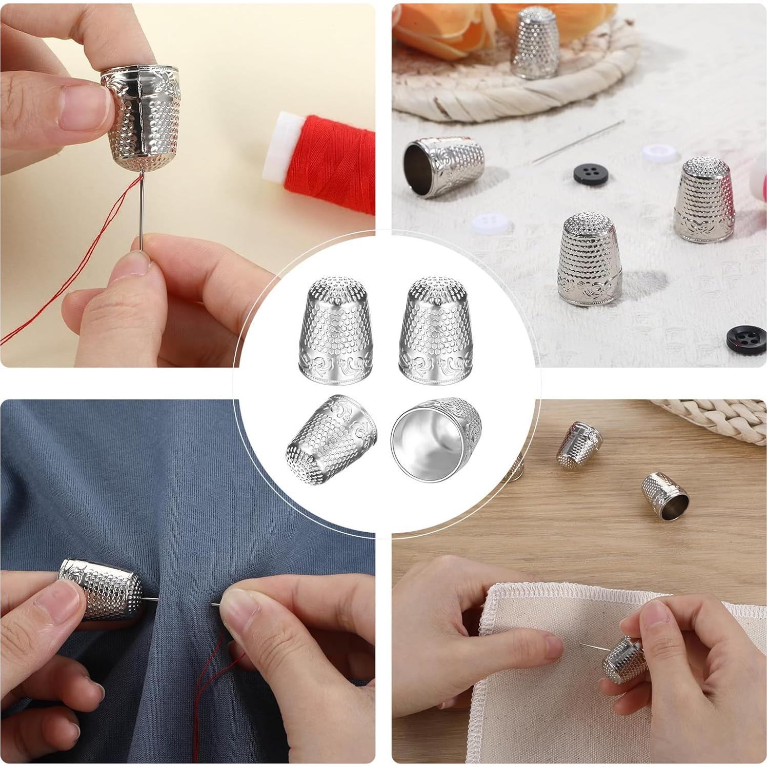 Dedales de Costura Mabor 4 Piezas Metal Plateado 1.8 cm