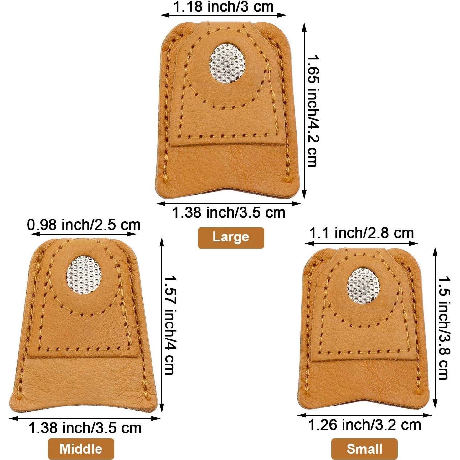 WILLBOND 6 Protectores de Dedos de Cuero para Costura - 3 Tamaños