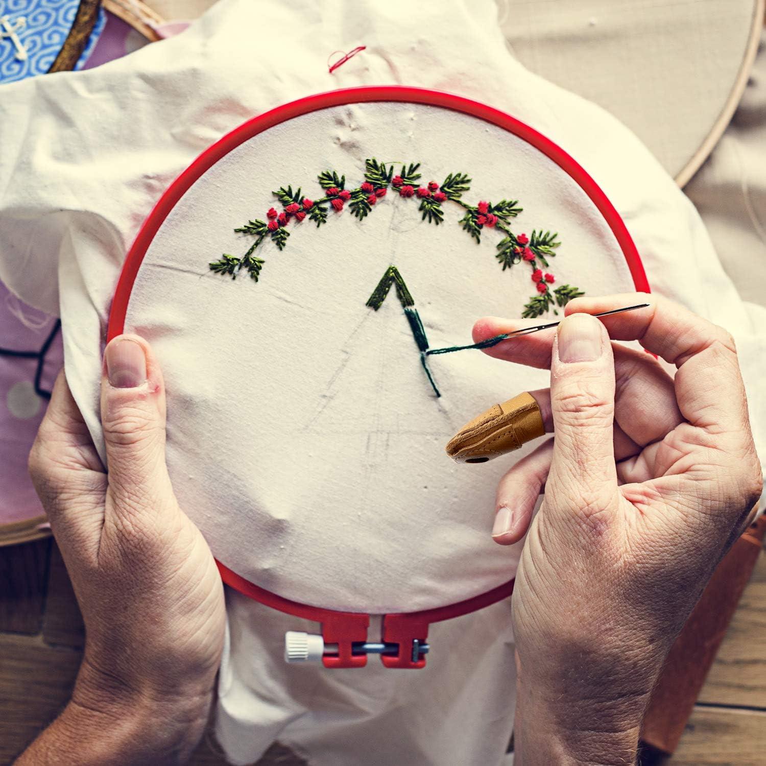 WILLBOND 6 Protectores de Dedos de Cuero para Costura - 3 Tamaños