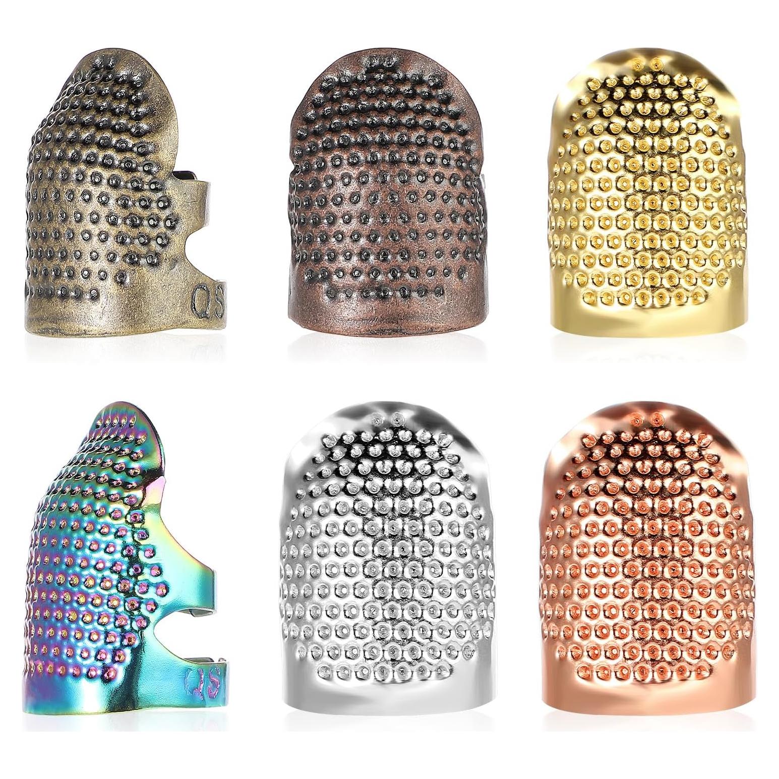 Juego de 6 Dedales Metálicos Ajustables Tyqour para Costura