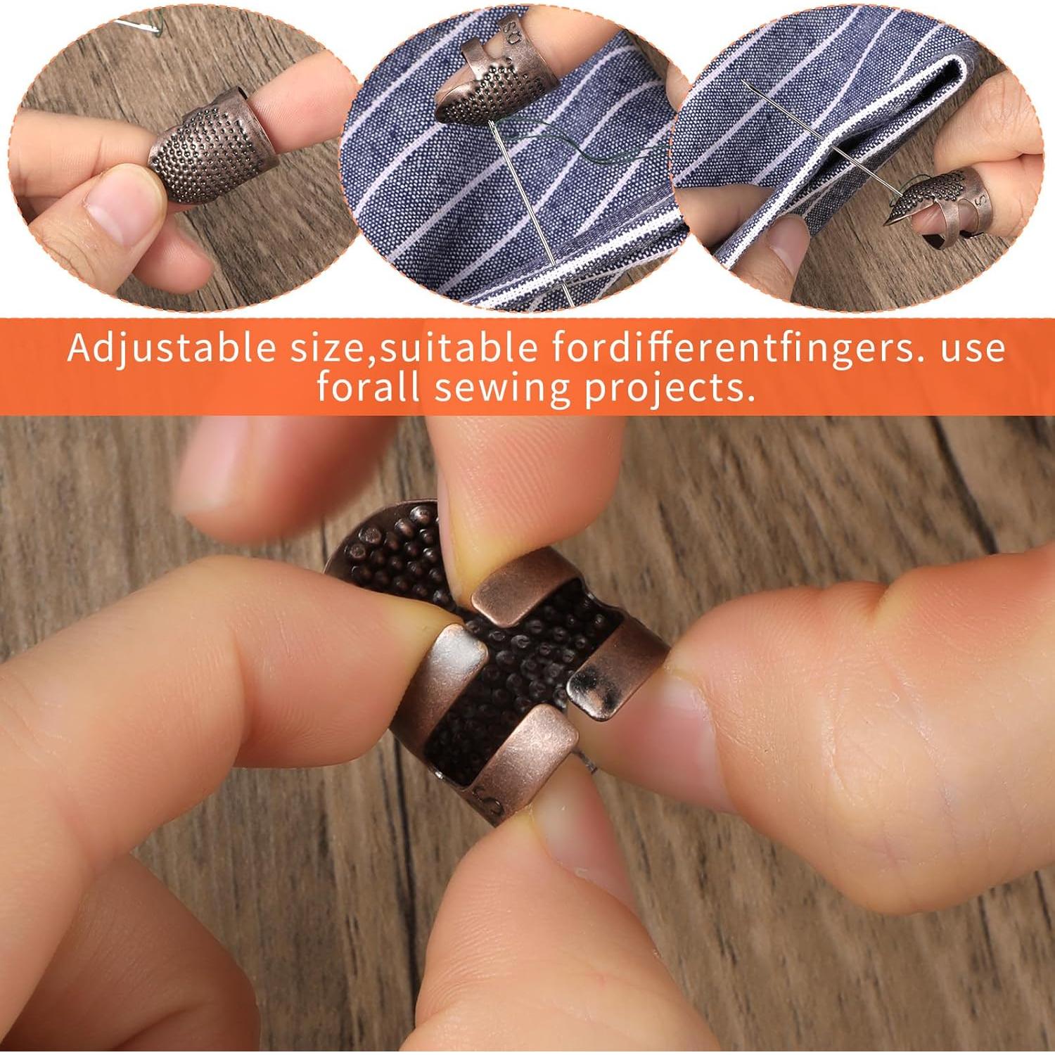 Juego de 6 Dedales Metálicos Ajustables Tyqour para Costura